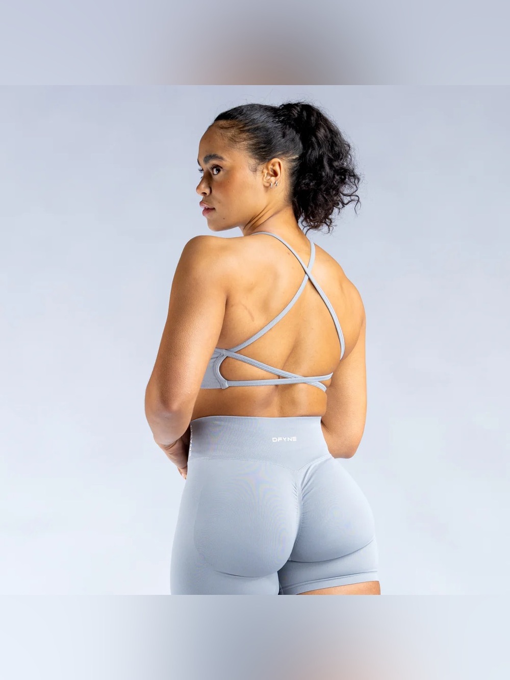 DFYNE 3 Piece Set Light Stone Grey Size Small Dynamic Bra , Shorts & Leggings